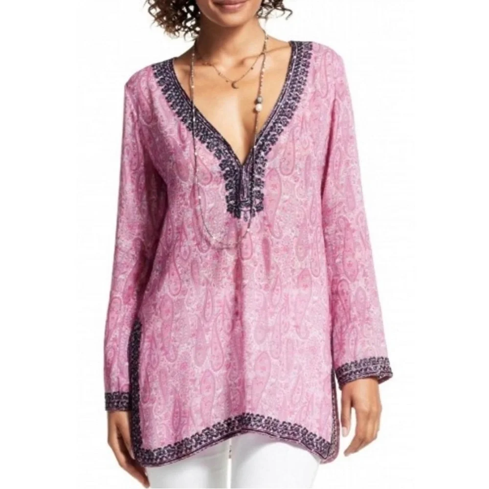 Calypso St.Barth | Yavia | Embellished Paisley Tunic Resort Resortwear Luxury - Picture 1 of 11